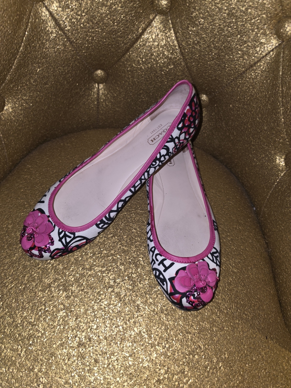 Coach Pink Floral Ballet Flats - Women's Slip-On Sneakers